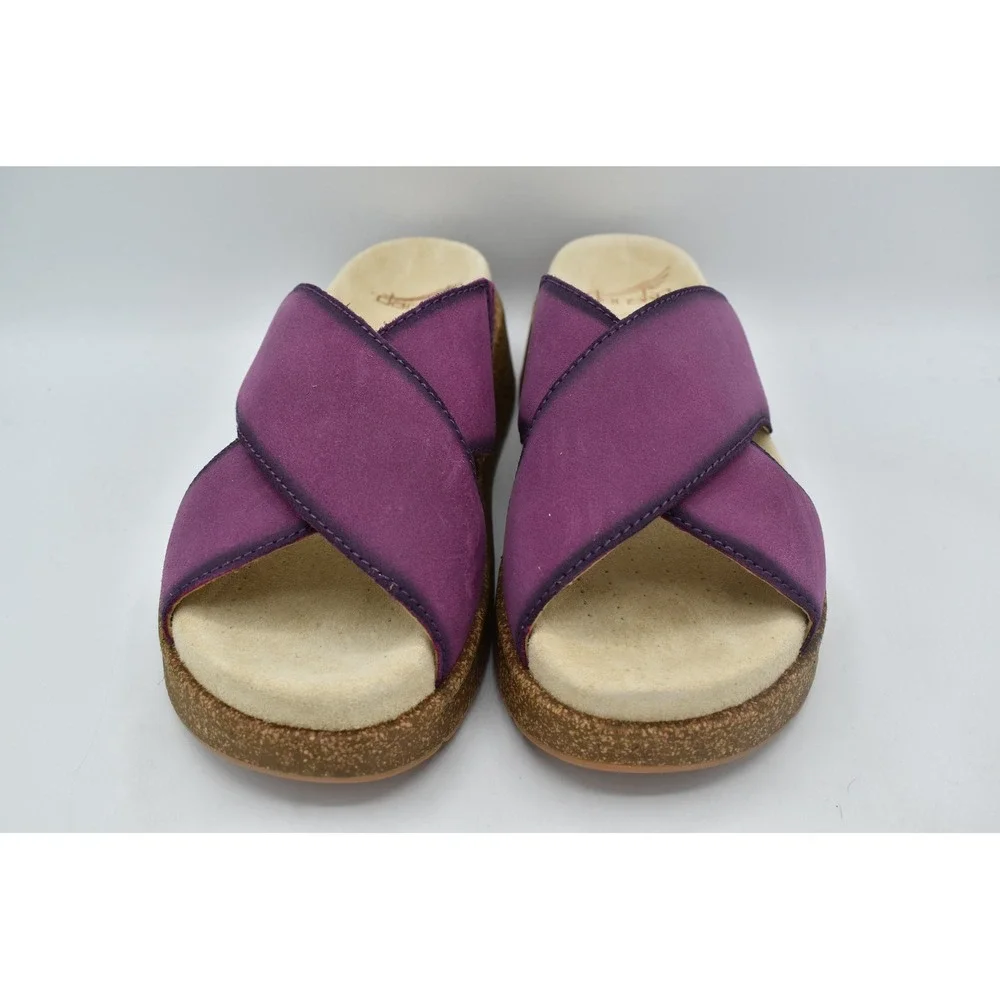 Dansko Bridget Platform Slide Sandals Womens EU 41 Plum Suede New BOHO Beachy